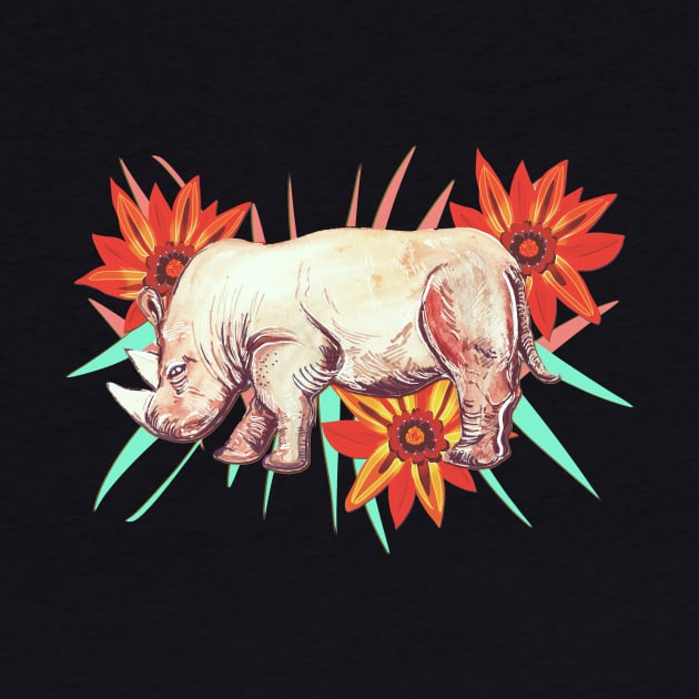 Pretty Rhino by minniemorrisart